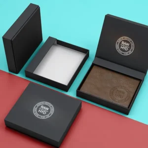 Custom printed wallet boxes for leather goods, fashion accessories, and gifts