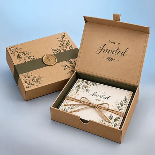 Luxury kraft invitation packaging boxes for elegant celebrations