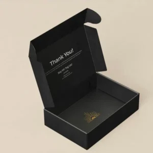 Black Shipping Boxes front view with durable corrugated board