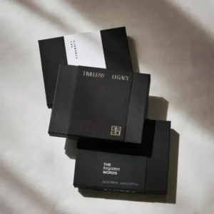 Close-up of Black Shipping Boxes with printed logo