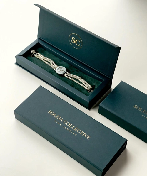 Elegant gold embossed box packaging for luxury products