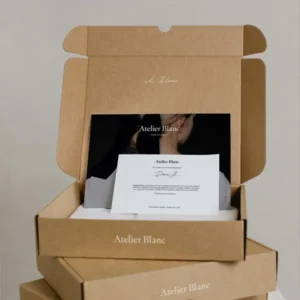 Close-up of Kraft Shipping Boxes with printed logo