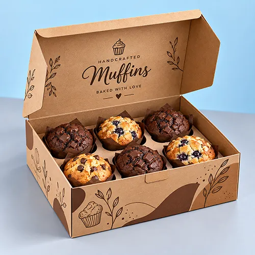 Custom printed kraft muffin boxes for branded bakery packaging