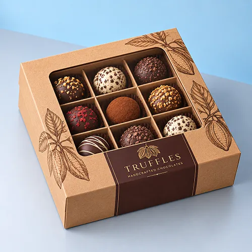 Custom printed kraft truffle boxes for branded chocolate packaging