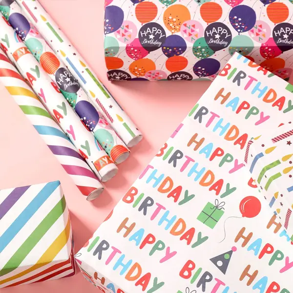 Custom birthday wrapping paper for gifts, parties, and celebrations