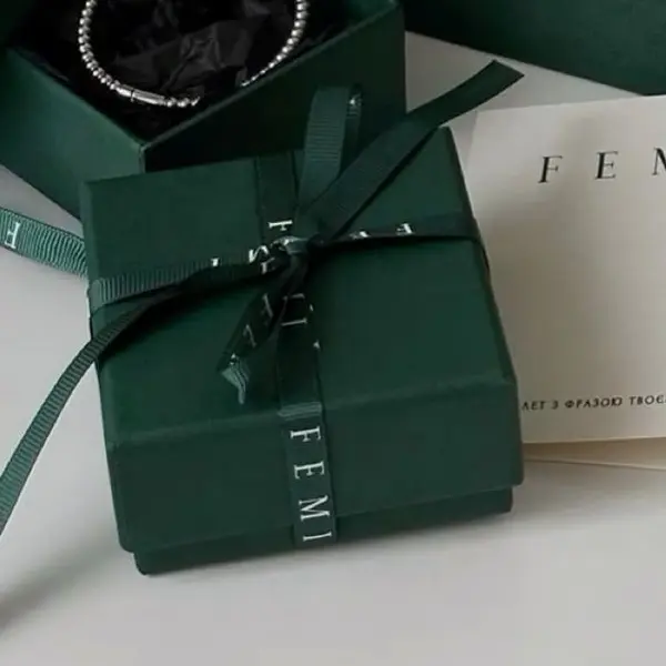 Close-up of Green Magnetic Gift Boxes with foil logo