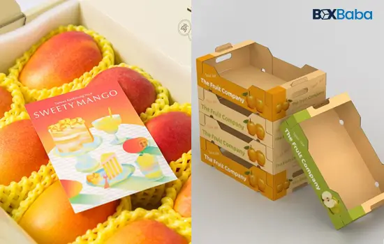 Eco-friendly mango packaging boxes for retail and export by BoxBaba USA