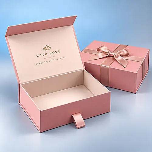 Luxury pink magnetic gift packaging boxes for premium brands