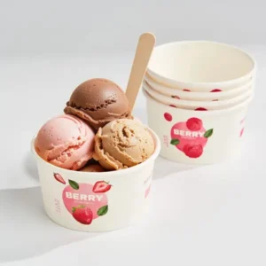 Personalized ice cream cups with logo for shops, cafes, and catering businesses