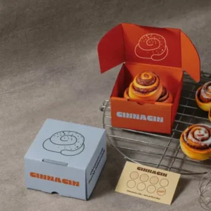 Printed cinnamon roll packaging logo