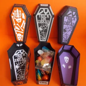 Close-up of Coffin Gift Boxes with printed logo