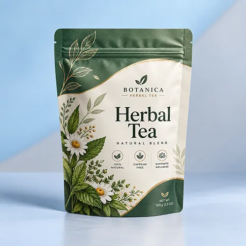 Custom printed herbal tea pouches for branded herbal tea packaging