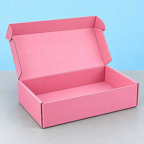 Custom printed large pink shipping boxes for branded product delivery