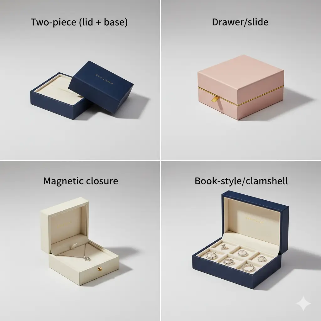 Rigid jewelry box styles for rings necklaces and gift sets