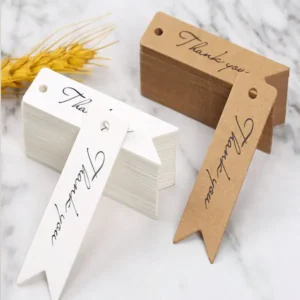 Custom paper hang tags in kraft and cardstock for retail products