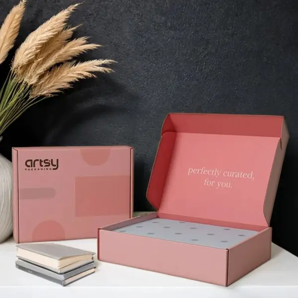 Pink Mailer Boxes printed logo ecommerce packaging – BoxBaba