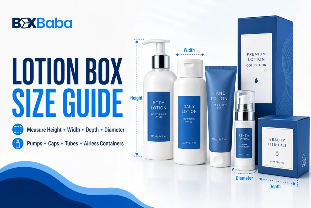 Lotion box size guide for pump bottles and tubes
