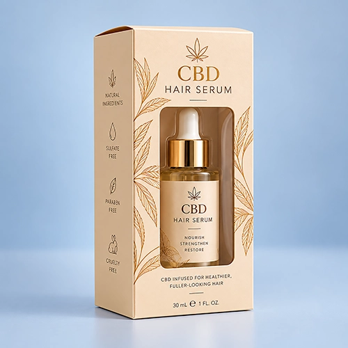 Custom printed CBD hair serum boxes for retail products