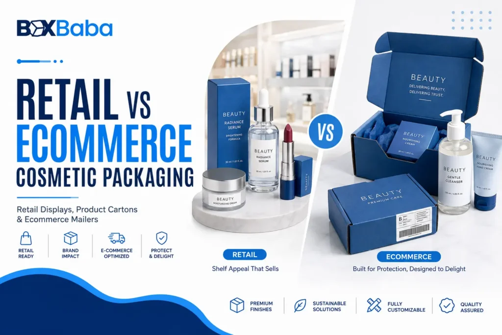 Retail vs ecommerce cosmetic packaging for beauty products
