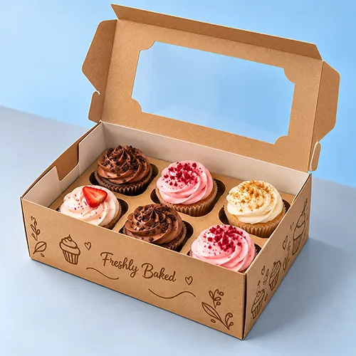 Custom kraft cupcake boxes for bakeries and dessert shops